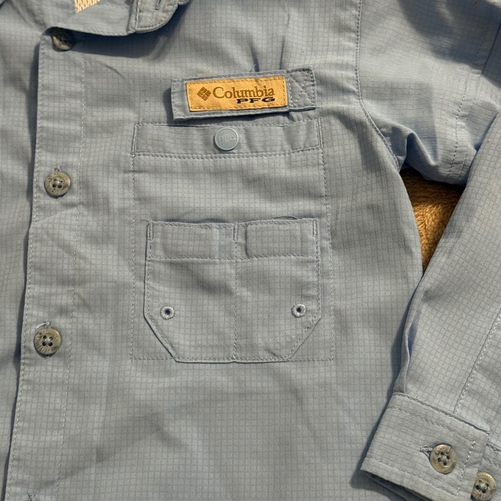 Columbia PFG Bahama Long Sleeve Fishing Shirt Boys Size 5 Blue - Picture 4 of 10